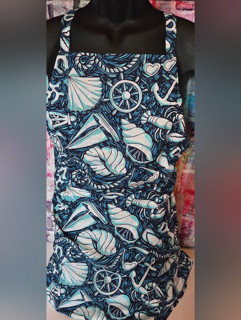 Vera Bradley Apron Teal & Navy Abstract Print